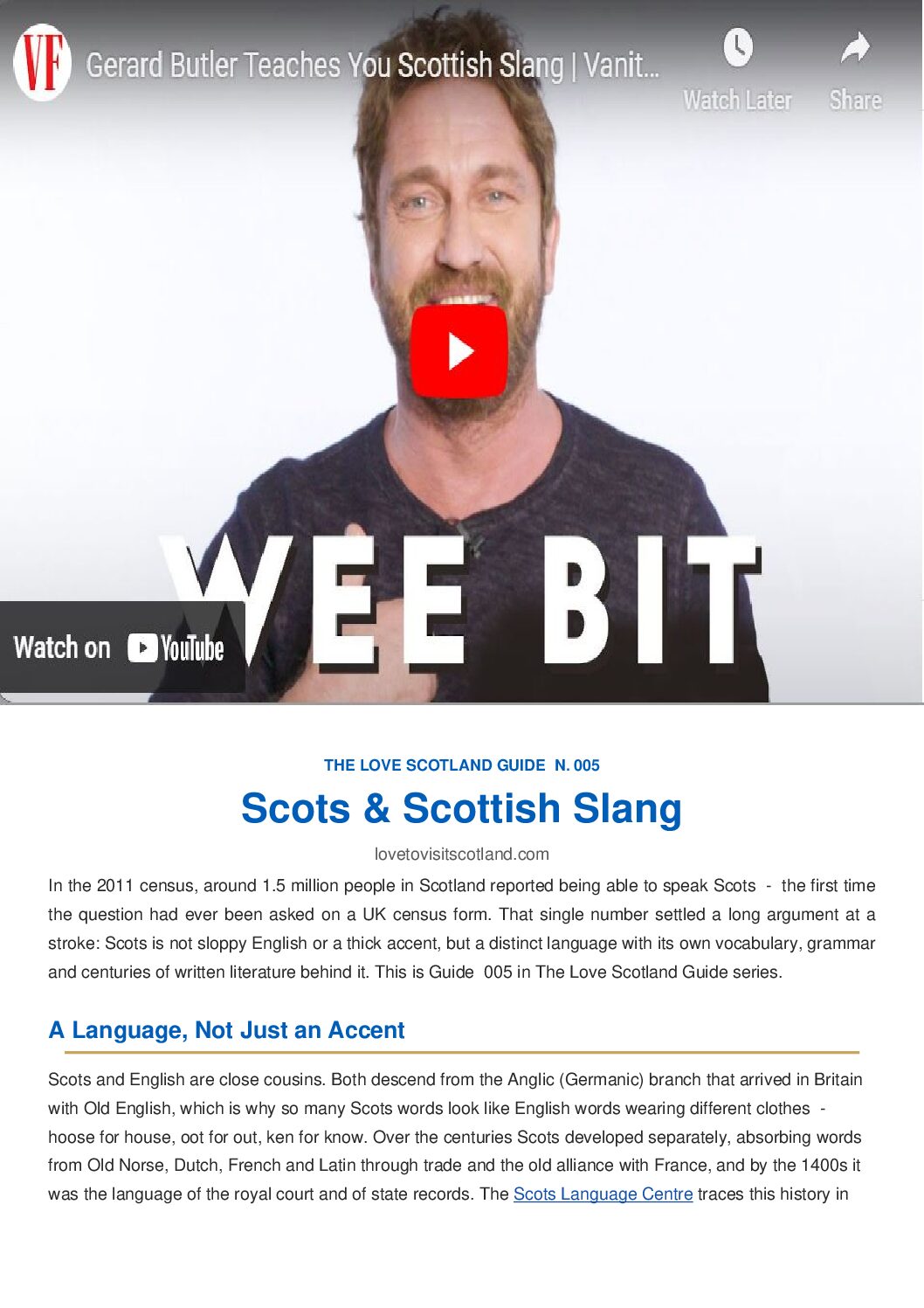 The Love Scotland Guide № 005: Scots & Scottish Slang